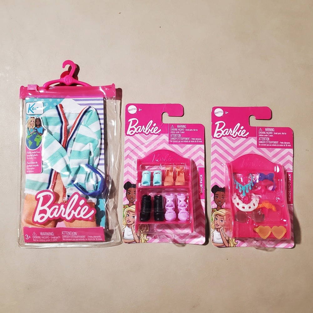 Barbie Ken Fashion Accessory Bundle Ken Outfit Shoe Pack Headband Pack NIB - Picture 1 of 5